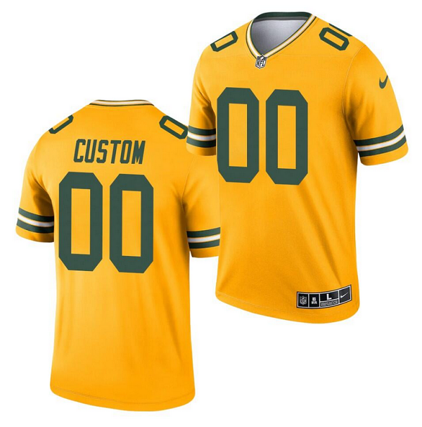 Men's Green Bay Packers ACTIVE PLAYER Custom 2021 Gold Inverted Legend Stitched Jersey